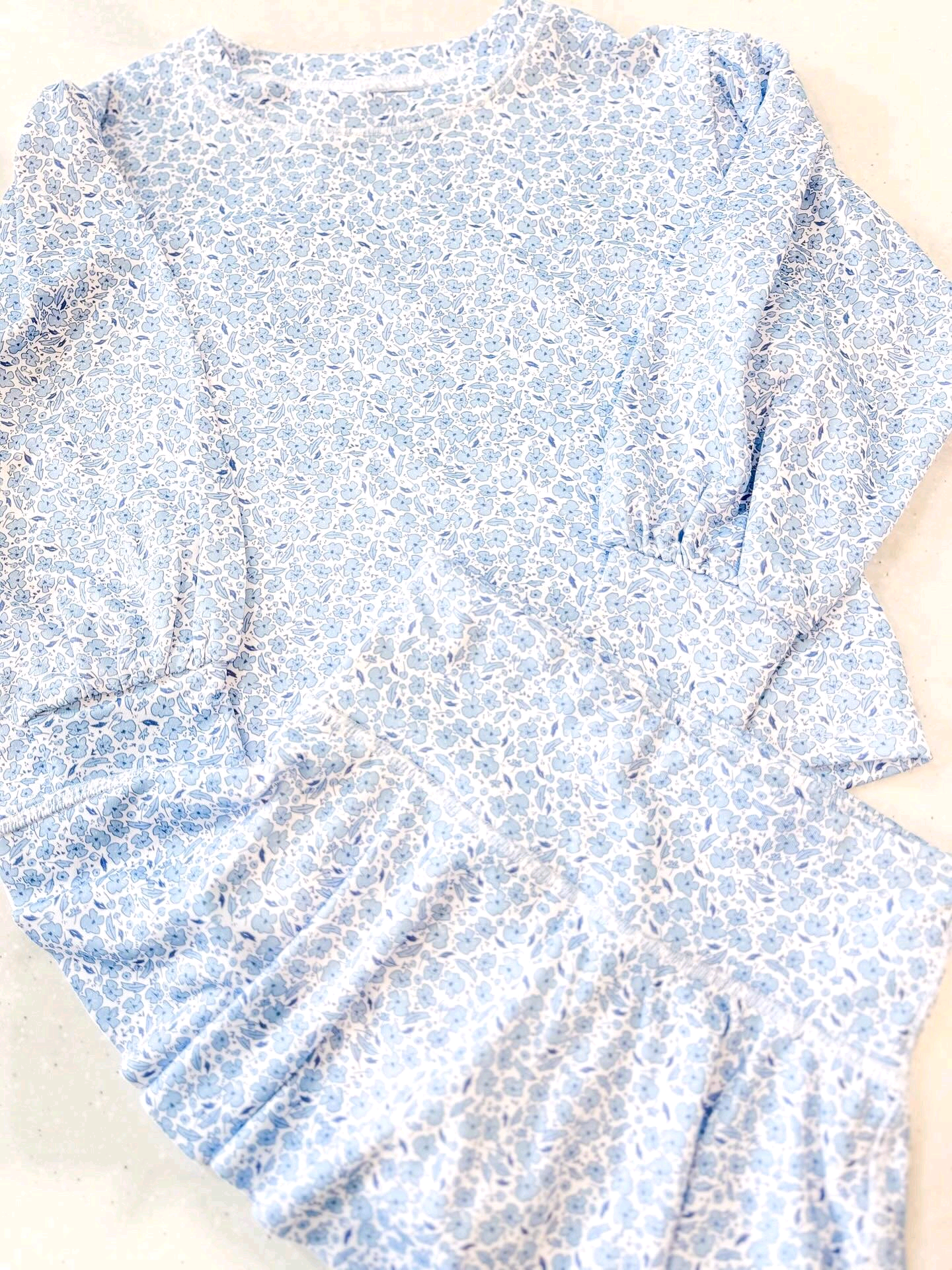 Baby Girls Blue Floral Long Sleeve Top Skirt Shorts Clothes Sets Preorder