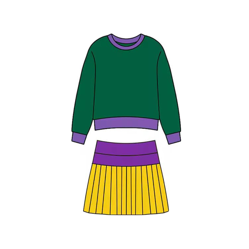 Baby Girls Mardigras Long Sleeve Top Skirt Shorts Yoga Clothes Top Preorder