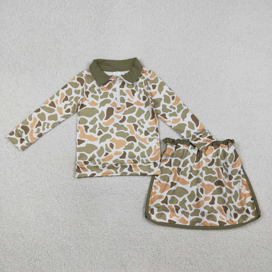 Sibling Baby Girls Southern Camo Zipper Pullover Skirt Shorts Clothes Sets