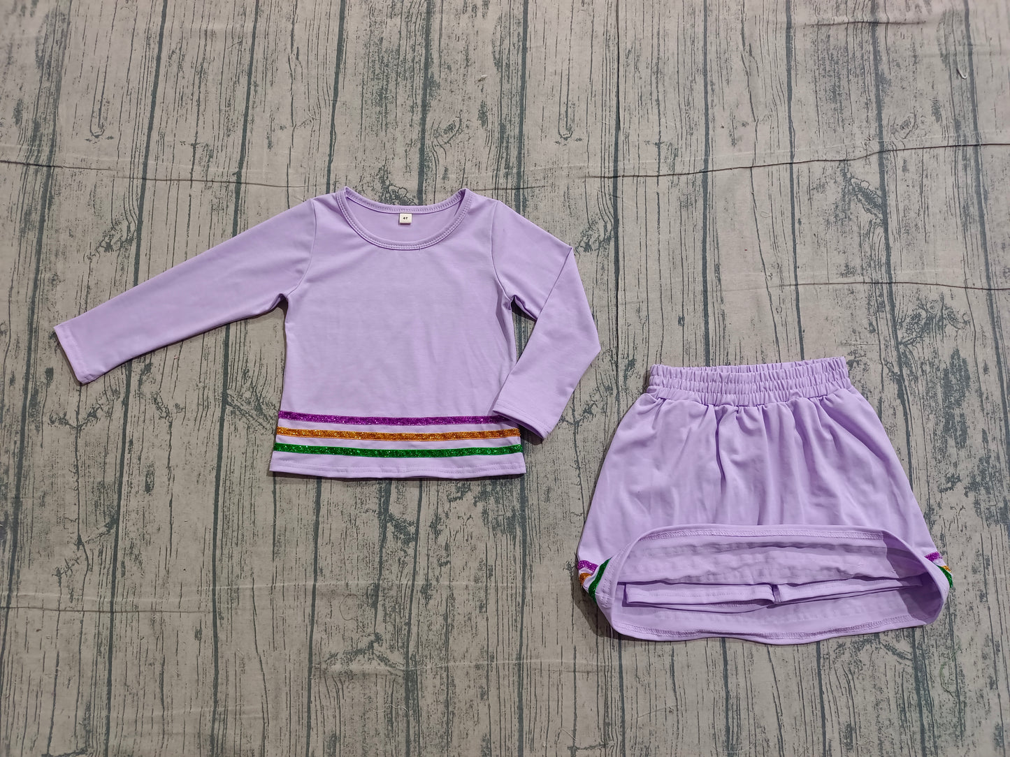 Baby Girls Mardigras Stripe Top Skirt Short Clothes Sets