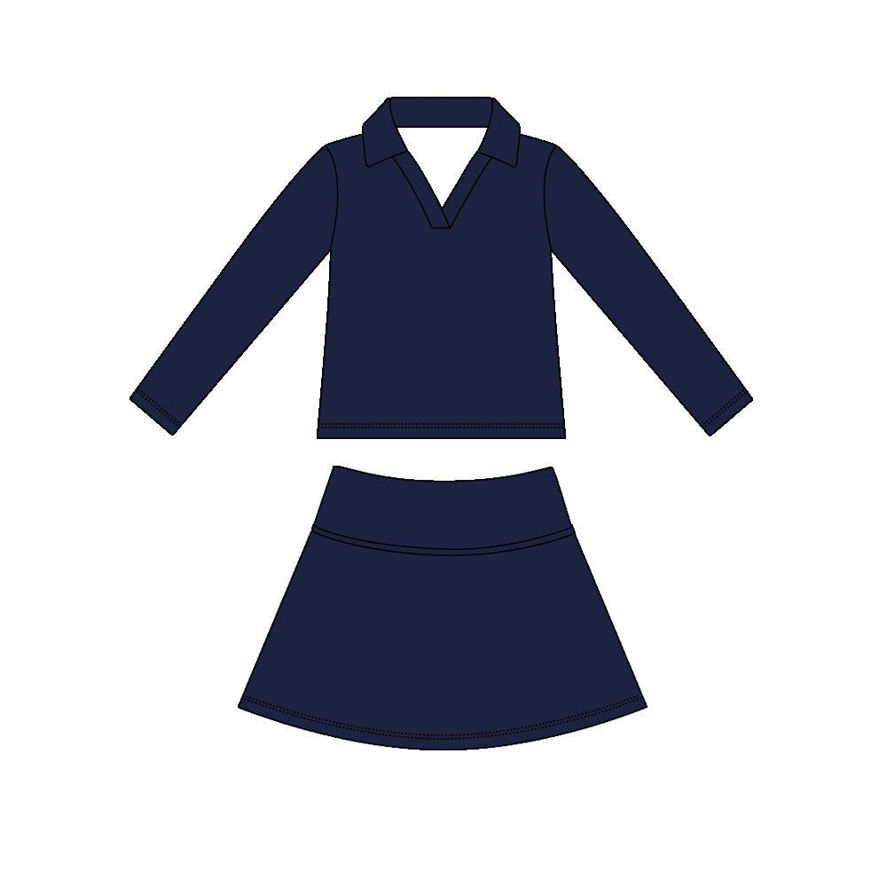 Baby Girls Navy Long Sleeve Top Skirt Short Yoga Active Clothes Set Preorder