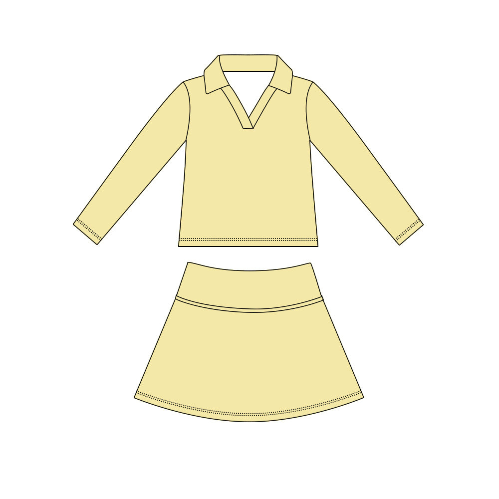 Baby Girls Yellow Long Sleeve Top Skirt Short Yoga Active Clothes Set Preorder