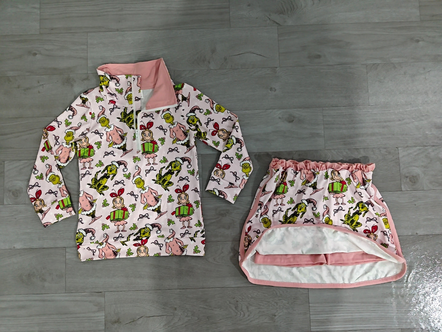 Baby Girls Pink Gifts Frogs Zip Top Skirt Short Christmas Clothes Sets