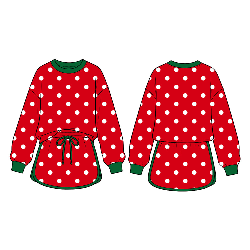 Baby Girls Red Polka Dots Top Skirt Short Clothes Set Preorder