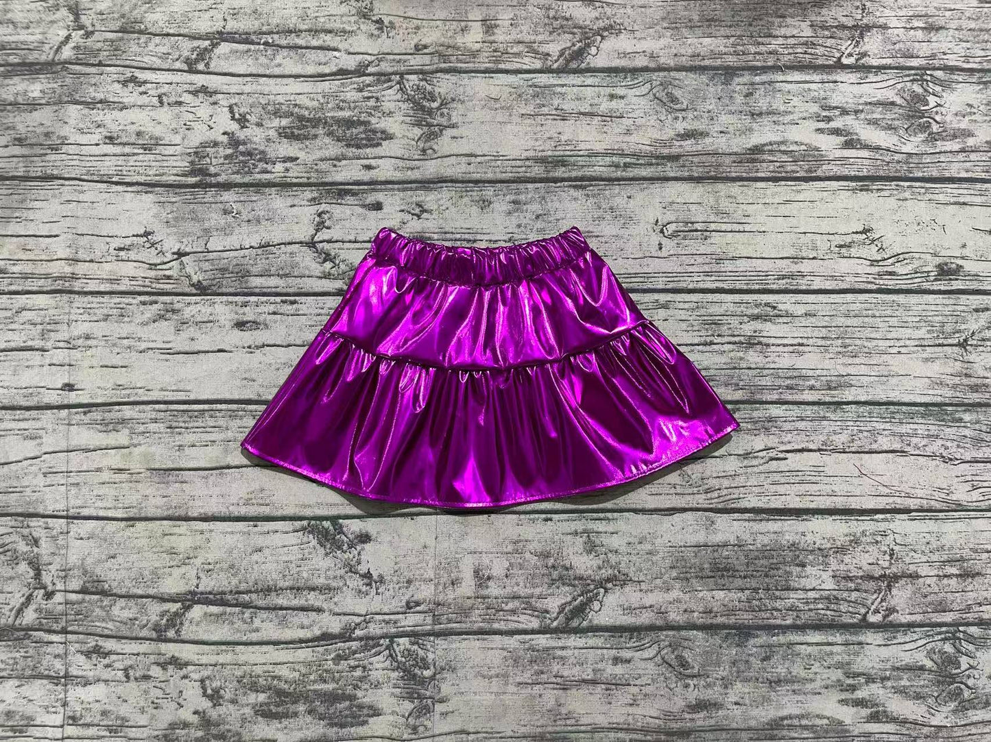 Baby Girls Purple Leather Matellic Skirts