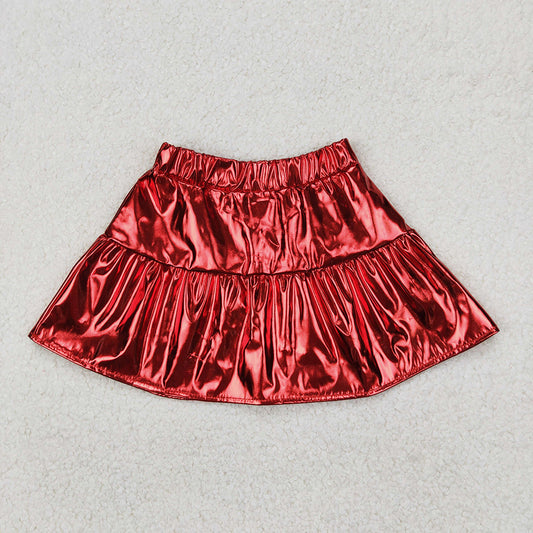 3 Colors Sibling Baby Girls Leather Metallic Skirts Bottoms