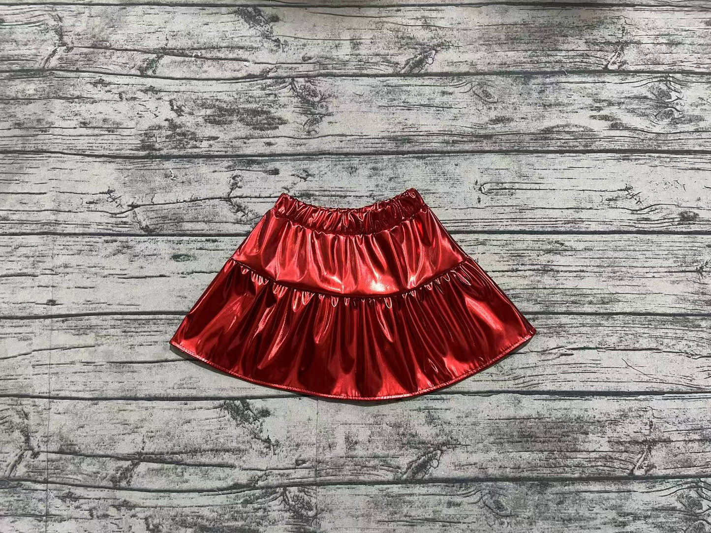 Baby Girls Red Leather Metallic Skirts