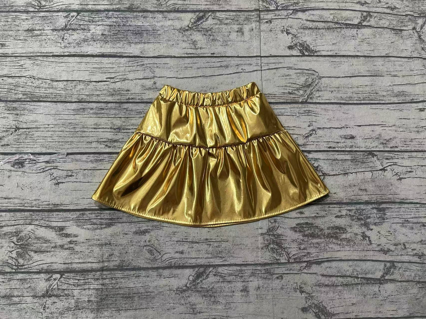Baby Girls Golden Leather Skirts