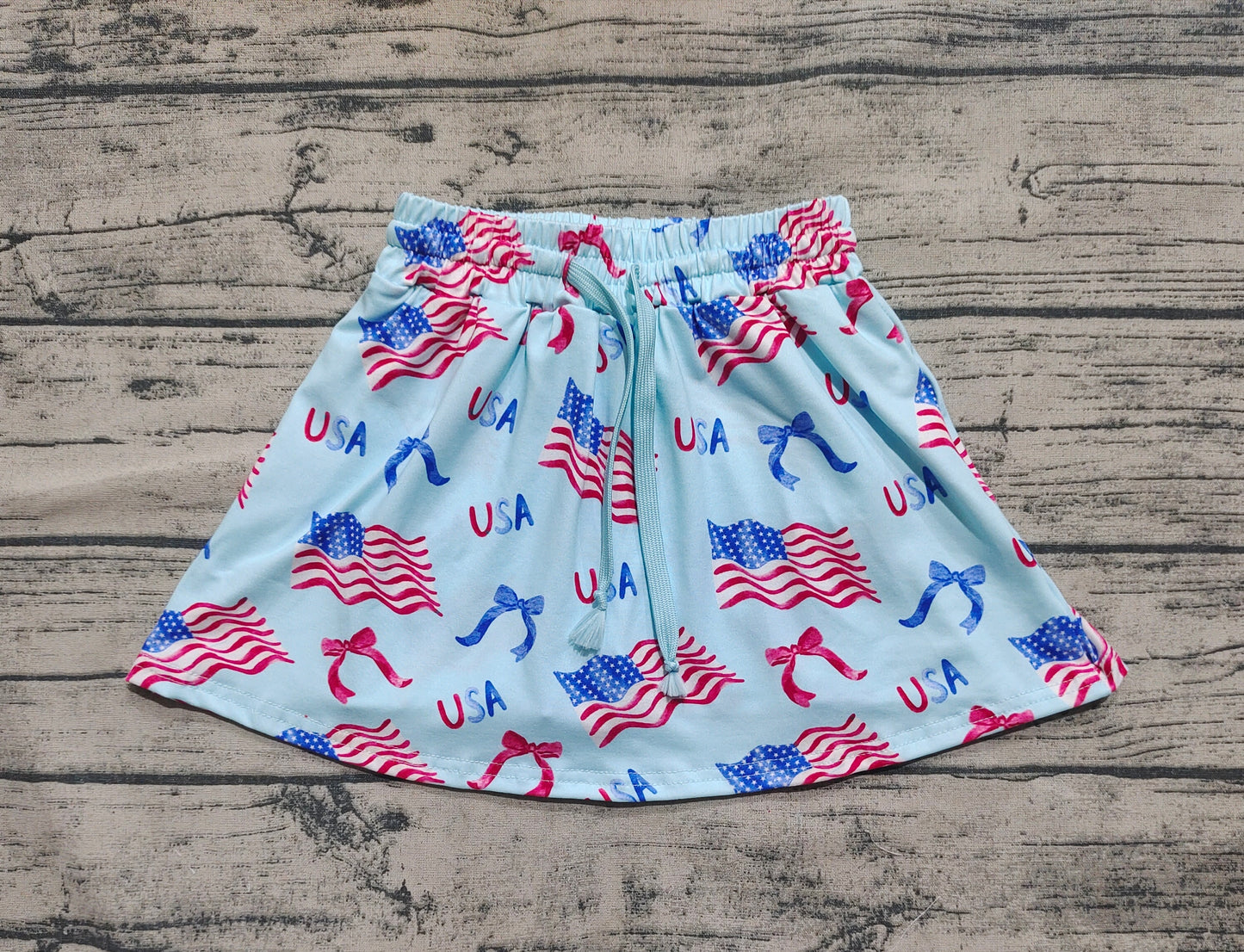 Baby Girls 4th Of July Flags Bows Summer Skort Skirts