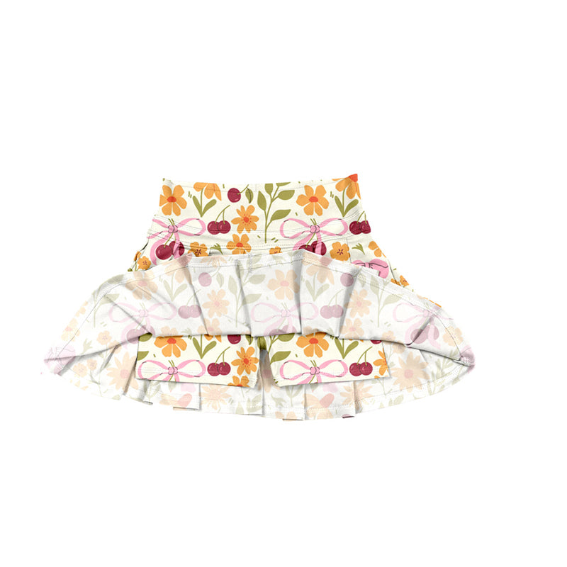Baby Girls Orange Floral Bows Cherry Yoga Skorts Bottom Preorder