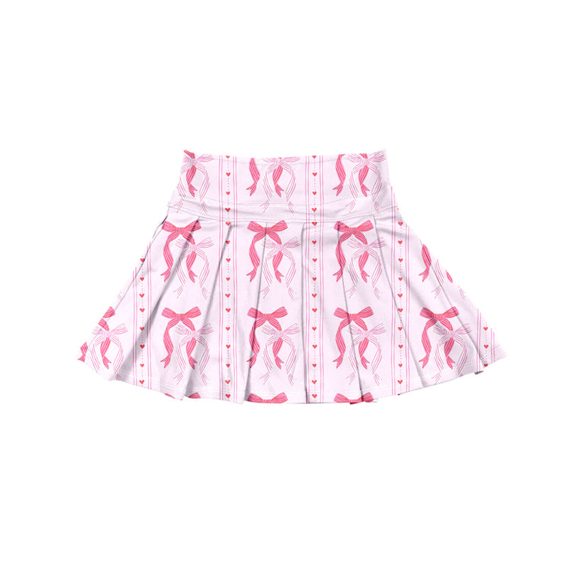 Baby Girls Pink Hearts Bows Stripe Yoga Skorts Bottom Preorder