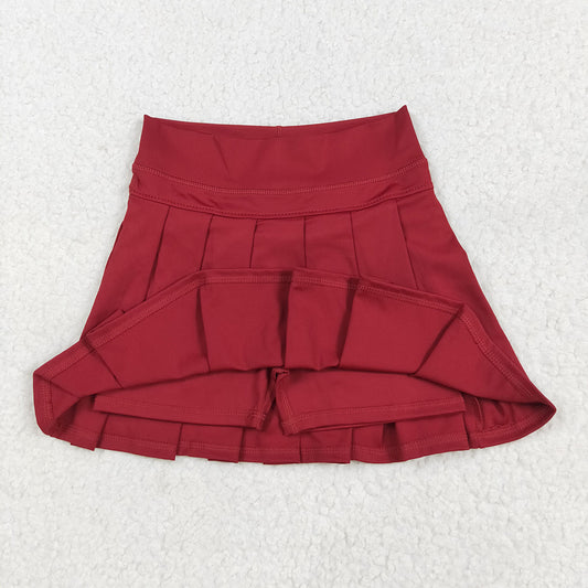 Baby Girls Dark Red Yoga Skorts Bottom Pleated Skirts