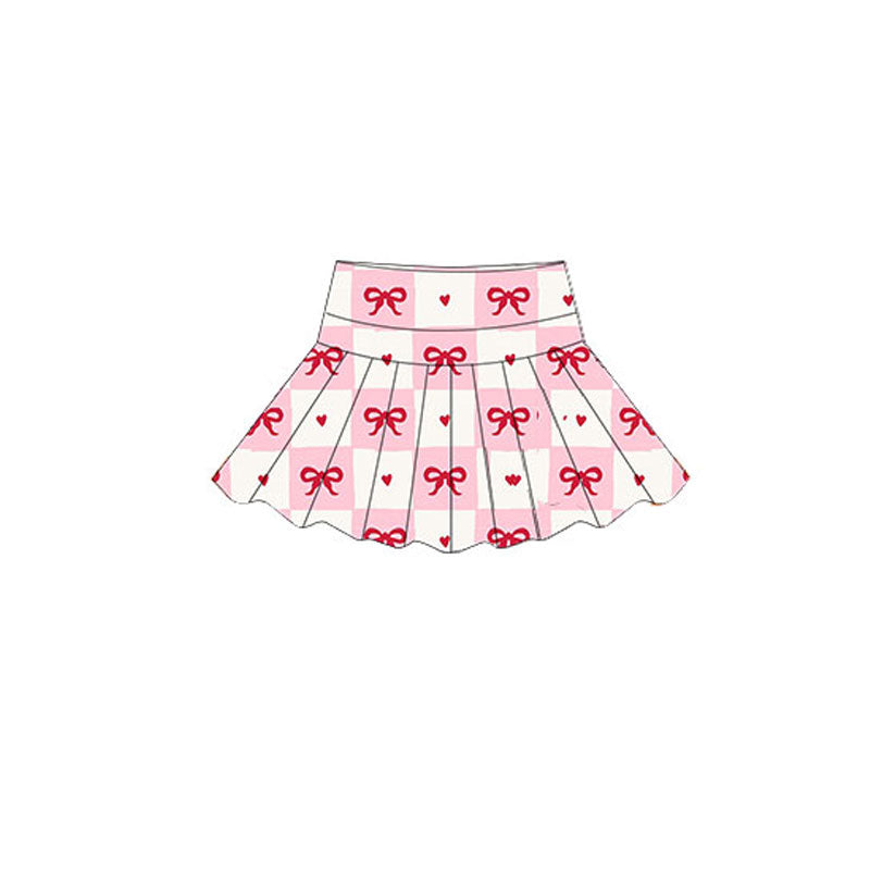 Baby Girls Pink Bows Hearts Checked Valentine Yoga Skirt Shorts Bottom Preorder