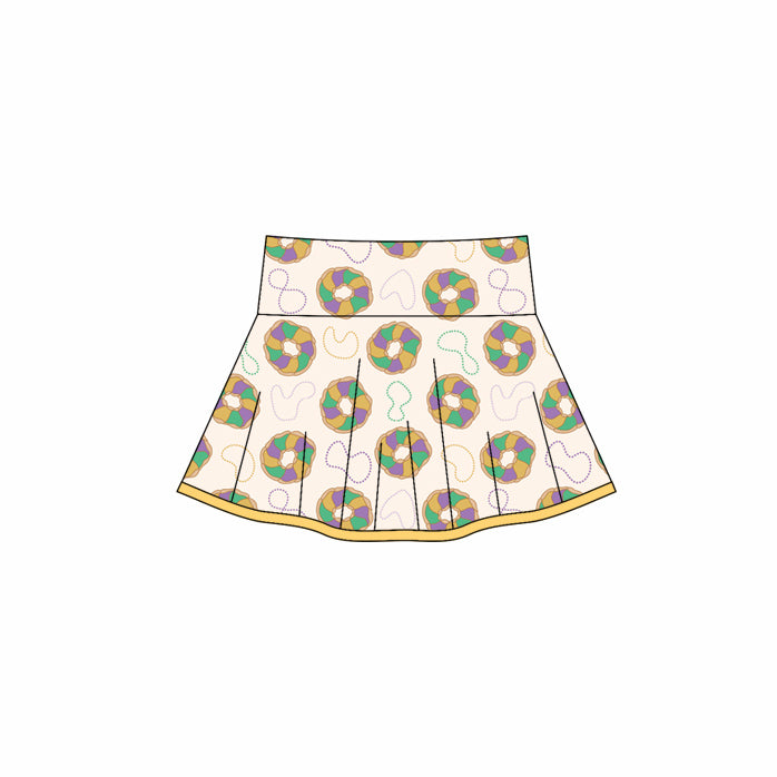 Baby Girls Mardigras Donuts Lights Yoga Skirt Shorts Bottom Preorder