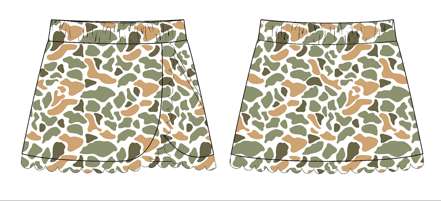 Baby Girls Green Orange Camo Southern Yoga Skirts Bottom Preorder