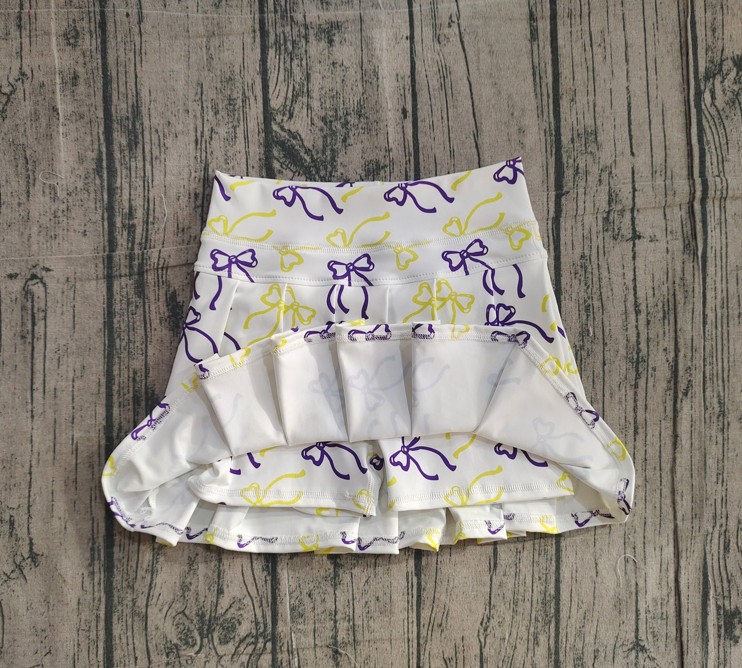 Baby Girls Purple Yellow Bows Yoga Active Pleated Skirt Shorts Bottom