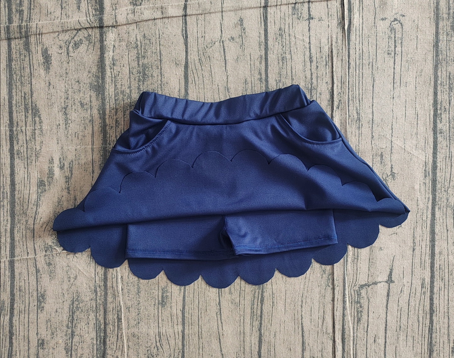 Baby Girls Navy Pockets Yoga Active Scallop Skirt Shorts Bottom