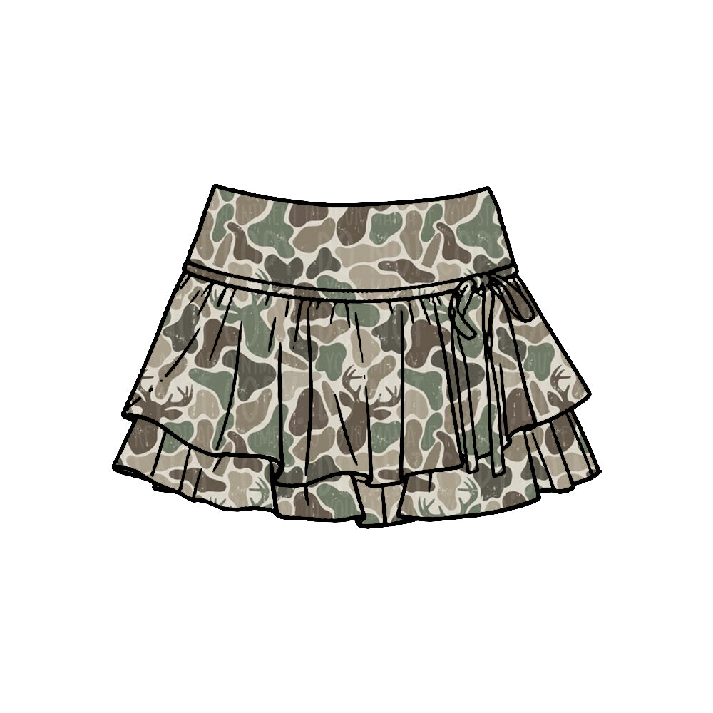 Baby Girls Southern Hunting Deer Camo Yoga Active Skirt Shorts Bottom Preorder