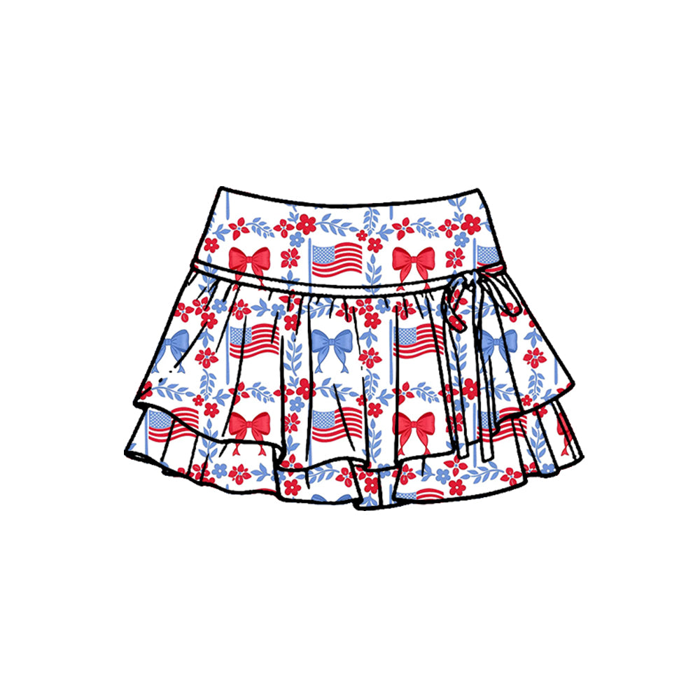 Baby Girls Flowers Flags 4th of July Yoga Active Skirt Shorts Bottom Preorder