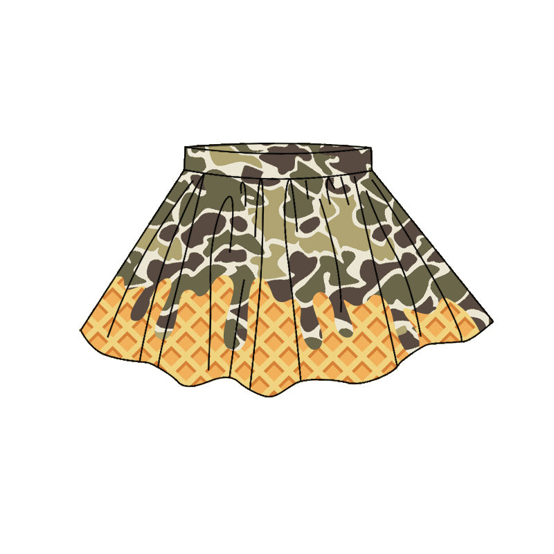 Baby Girls Southern Green Camo Drip Yoga Active Skirt Shorts Bottom Preorder
