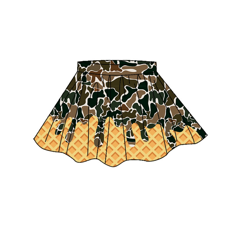 Baby Girls Southern Dark Brown Camo Drip Yoga Active Skirt Shorts Bottom Preorder