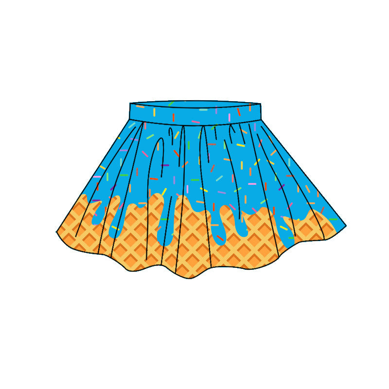 Baby Girls Blue Sprinkles Drip Yoga Active Skirt Shorts Bottom Preorder