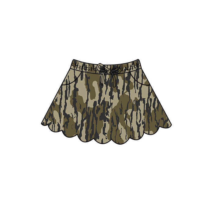 Baby Girls Southern Olive Camo Scallop Pockets Skirt Shorts Bottom Preorder