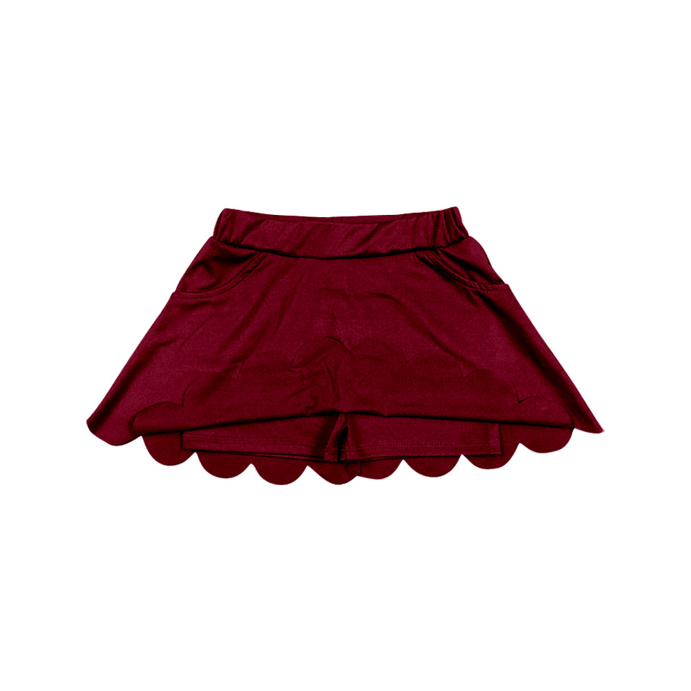 Baby Girls Maroon Scallop Yoga Active Skirt Shorts Bottom Preorder