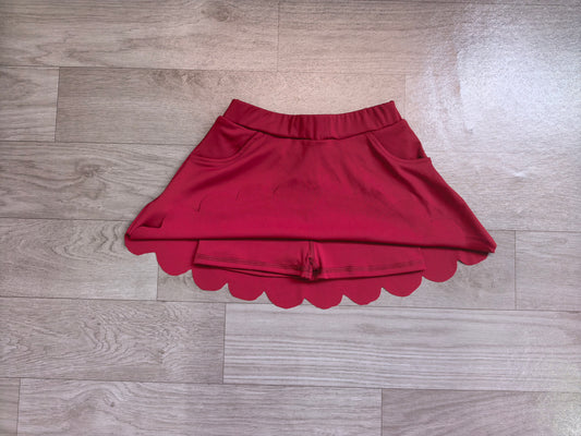 Baby Girls Maroon Scallop Yoga Active Skirt Shorts Bottom Preorder
