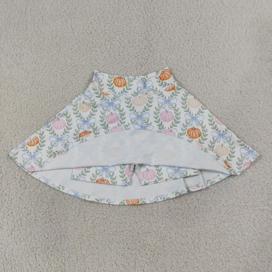 Baby Girls Colorful Pumpkins Bows Checked Fall Yoga Active Skirt Shorts Bottom