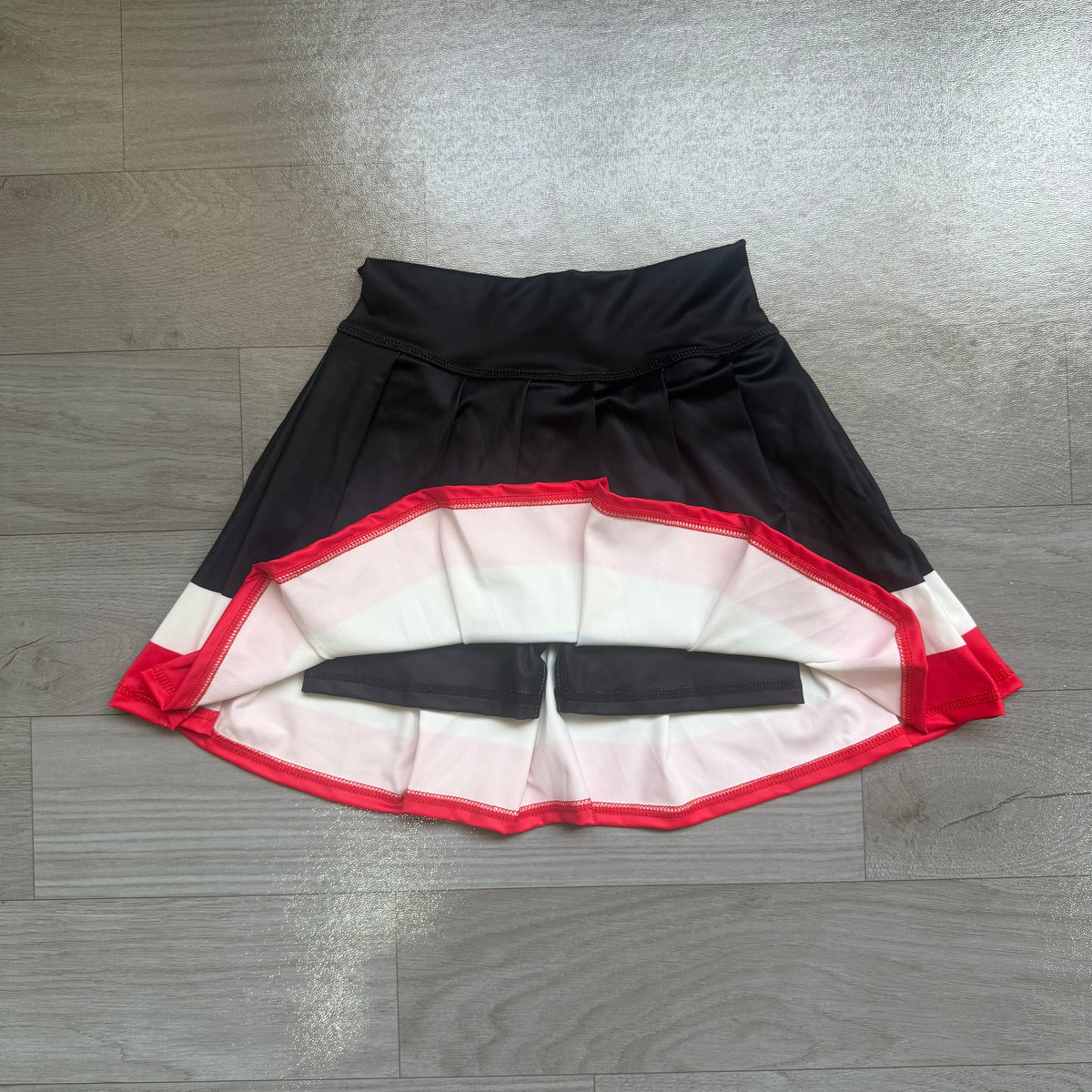 Baby Girls Black Red Stripe Yoga Active Pleated Skirt Short Bottoms