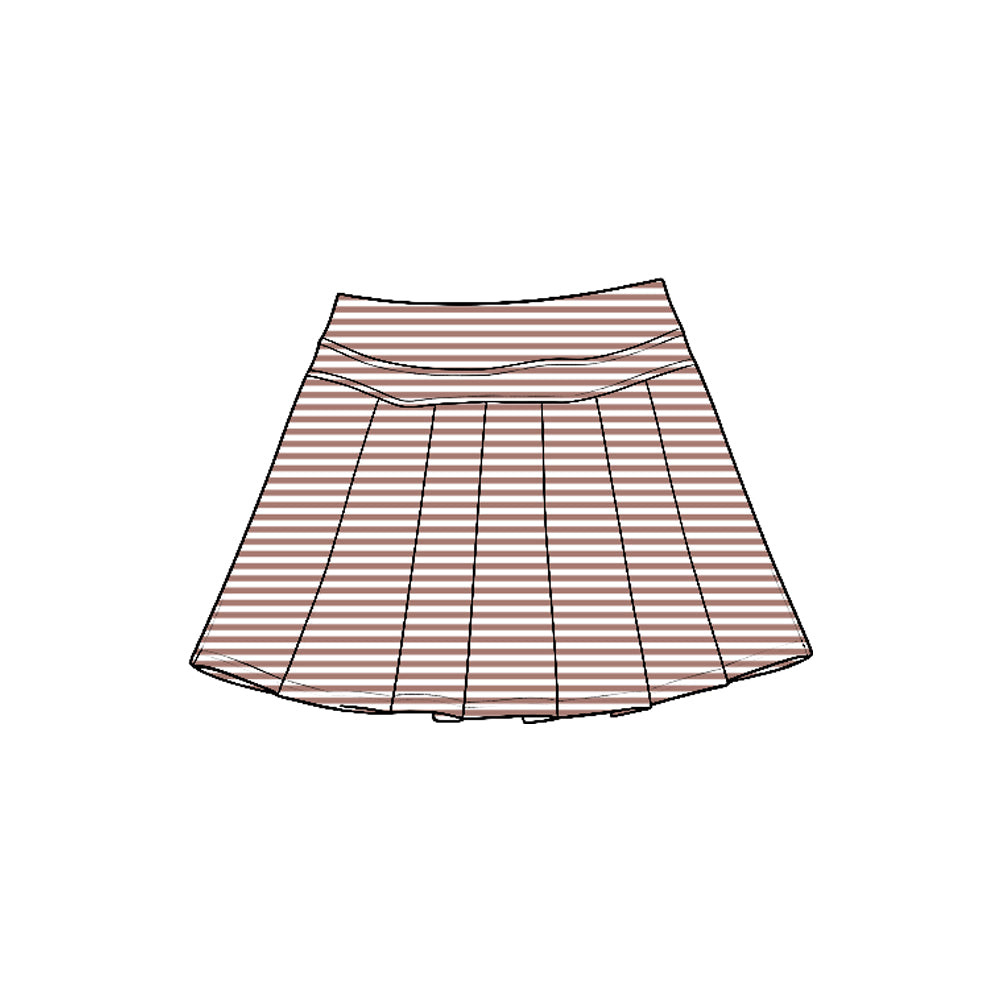 Preorder moq 5 Baby Girls Khaki Stripe Yoga Active Pleated Skirt Shorts Bottom