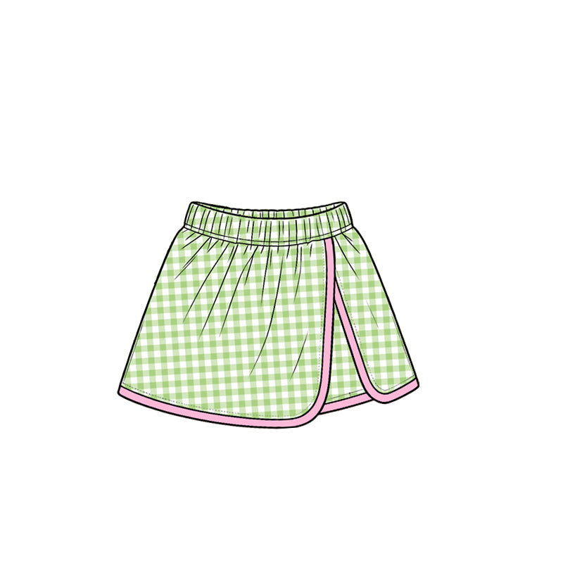 Baby Girls Pink Green Checked Yoga Active Skirt Shorts Bottom Preorder