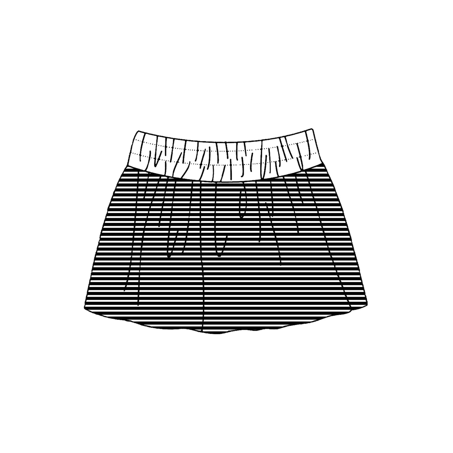 Baby Girls Black Stripe Yoga Active Skirt Shorts Bottom Preorder