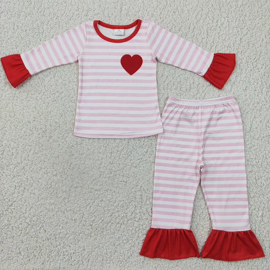Sibling Boys Baby Girls Valentines Heart Pajamas Clothes Sets