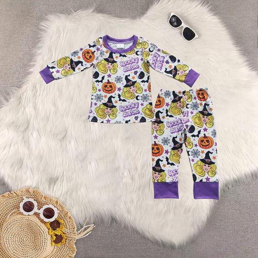 Sibling Baby Girls Long Sleeves Halloween Ghost Pumpkins Top Pant Pajamas Clothes Set