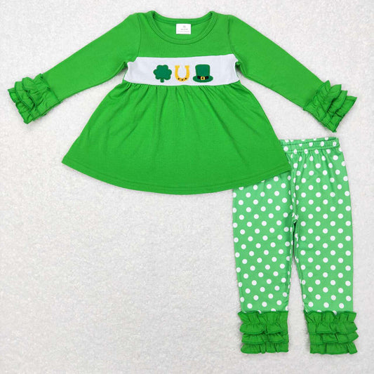 Sibling Boys Baby Girls St Patrick Day Quatrefoil Outfits Clothes Sets