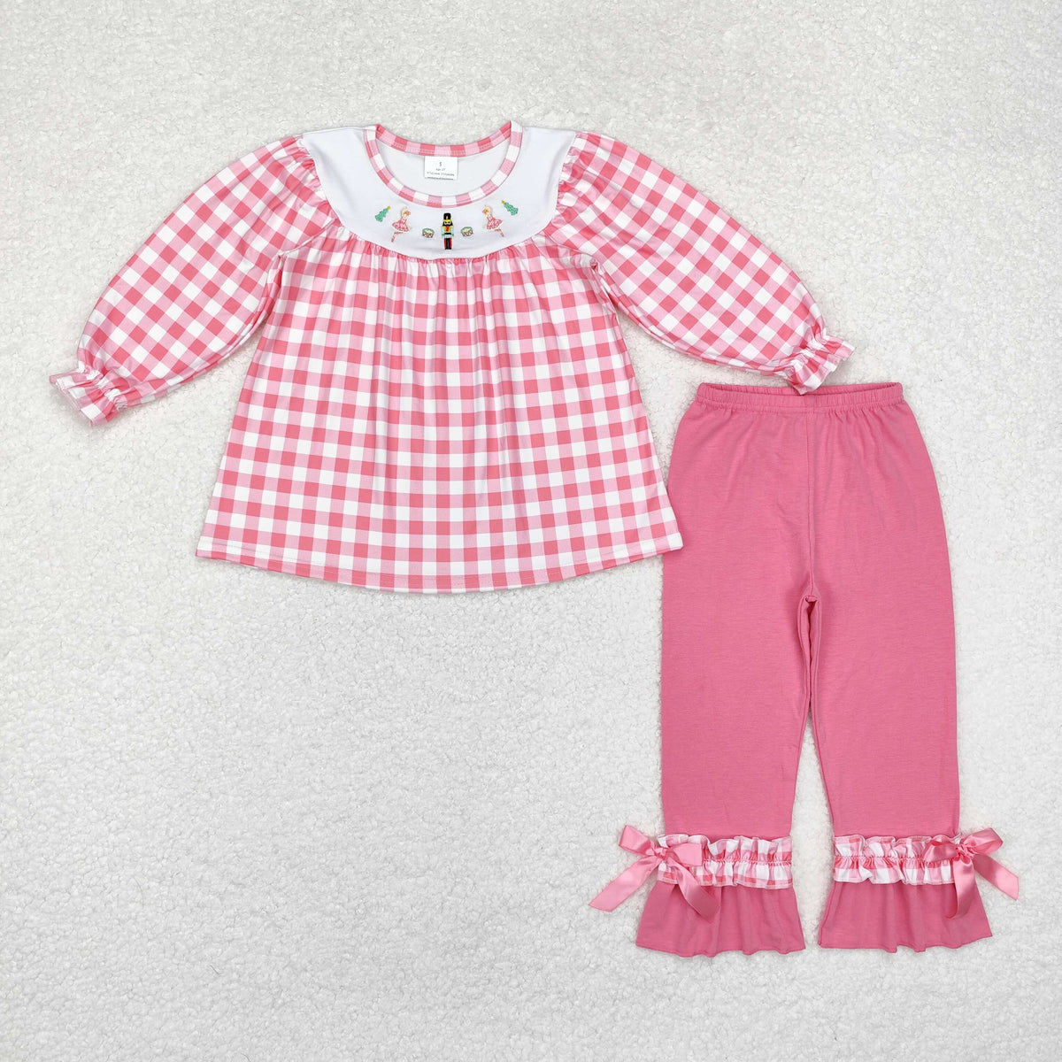 Sibling Baby Girls Embroidery Soldiers Trees Tunic Ruffle Pants Clothes Set Dresses