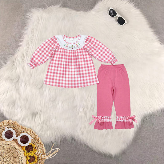 Sibling Baby Girls Christmas Trees Soldier Tunic Ruffle Pant Outfits Clothes Sets