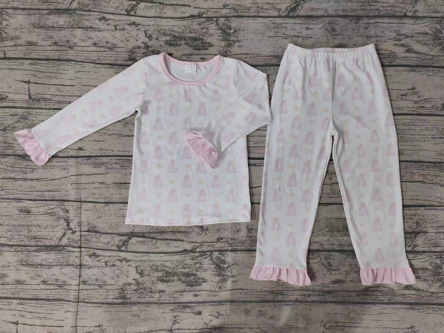 Baby Girls Pink Halloween Ghost Top Pants Bamboo Pajamas Clothes Sets