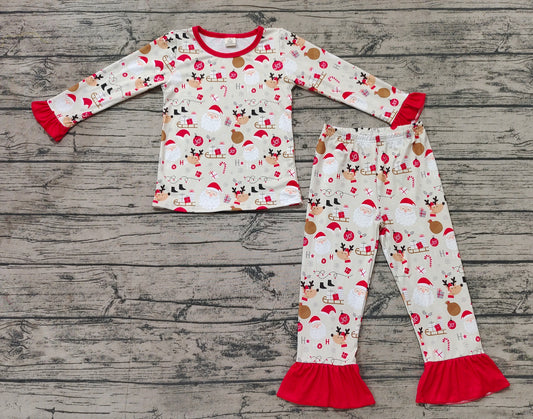 Baby Girls Christmas Santa Deer Bamboo Pajamas Clothes Sets
