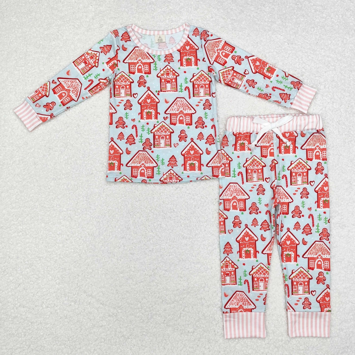 Sibling Baby Girls Christmas Gingerbread Top Ruffle Pant Bamboo Pajamas Outfits Clothes Sets