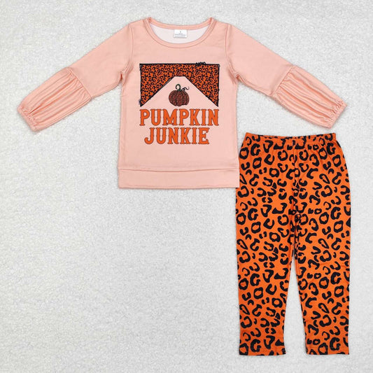 Sibling Baby Girls Pumpkins Top Leopard Leggings Skirts Bottom Fall Clothes Sets
