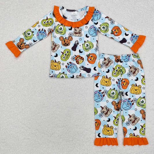 Sibling Baby Girls Pumpkin Halloween Rompers Pajamas Clothes Sets