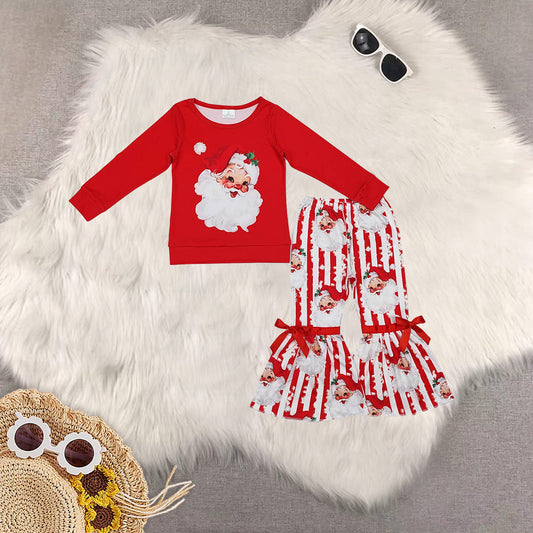 Sibling Baby Boys Christmas Santa Tunic Bell Bottom Pant Clothes Sets
