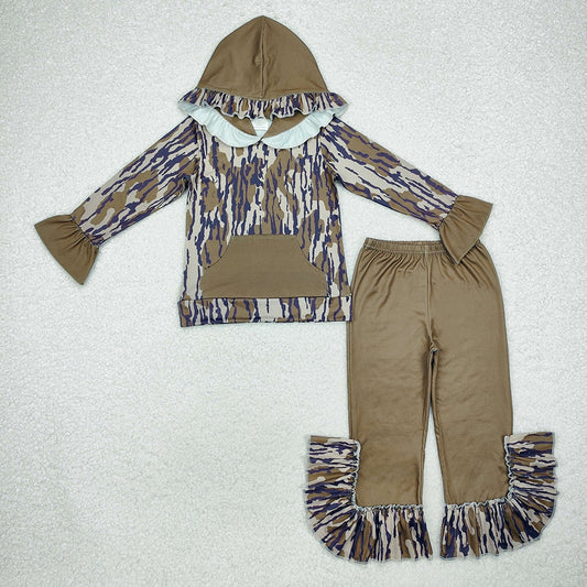 Sibling Baby Kids Southern Wood Camo Pocket Hooded Top Pants Clothes Sets