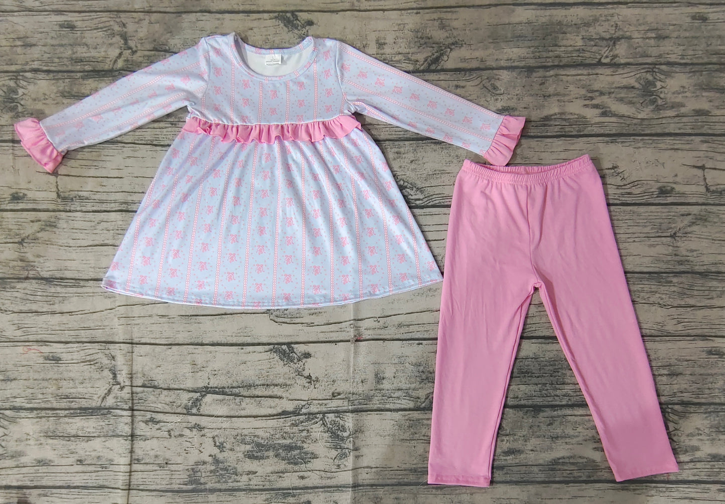 Baby Girls Pink Flowers Tunic Top Legging Clothes Sets