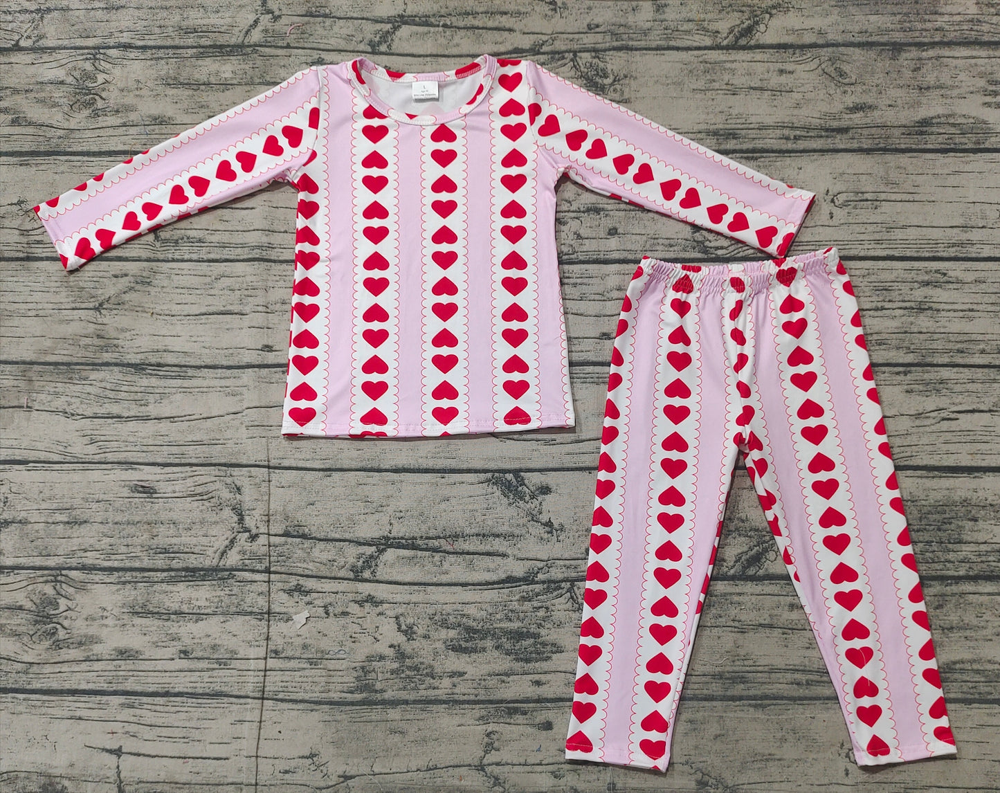 Baby Girls Valentines Stripes Heart Shirt Pants Pajamas Clothes Sets