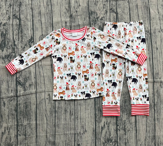 Baby Girls Hats Dogs Holly Top Pants Christmas Pajamas Sets