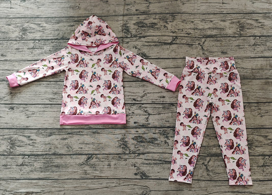 Baby Girls Island Pink Princess Pig Hood Top Pants Clothes Sets